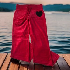 Jenni Active Juniors Red Velour Track Drawstring Pants Embellished Size XS